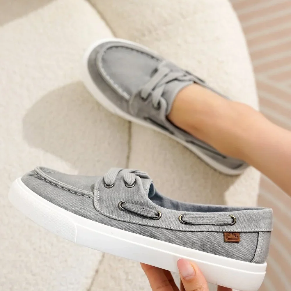 Project Cloud Seasalt Gray Memory Foam Canvas Boat Shoes Sneakers Women's 8 - Picture 6 of 8